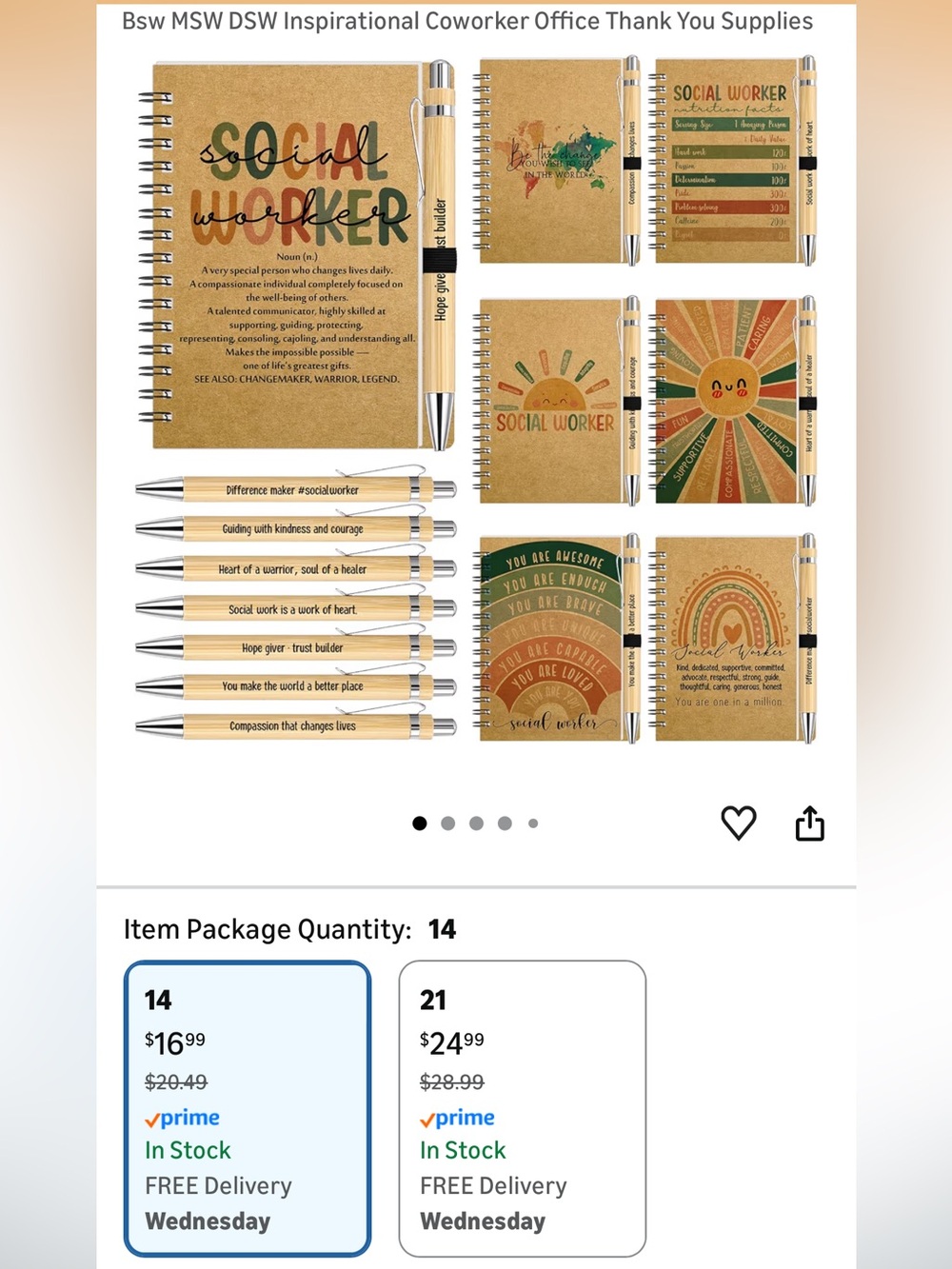 14 Set Social Worker Gifts Spiral Notebooks Journal with Bamboo Ballpoint Pens